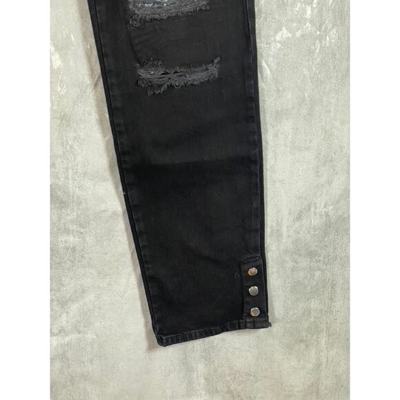 MAN BOOHOOMAN Men's Black Distressed Stretch Popper Hem Cargo Jeans SZ 36 - Picture 7 of 15
